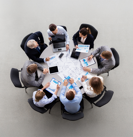 Diverse business team meeting and collaborating