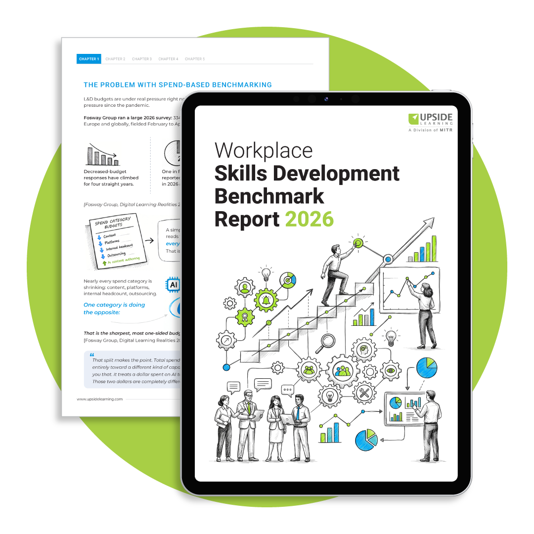 Workplace Skills Development Benchmark Report 2026 by Upside Learning, covering L&D investment, program design, and measurement maturity.